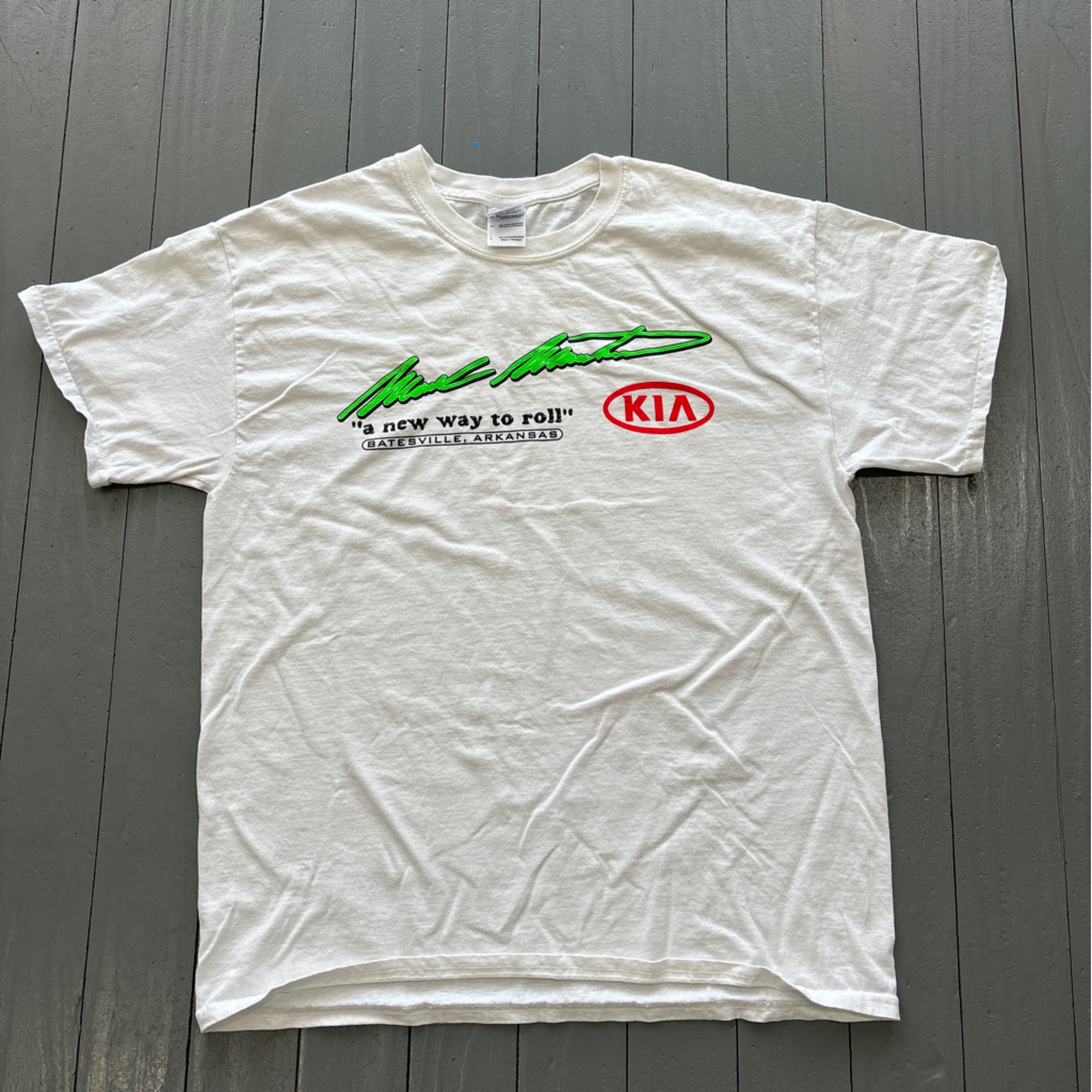 Vintage Y2k Mark Martin Shirt Mens Large White Green Racing Batesville Speedway
